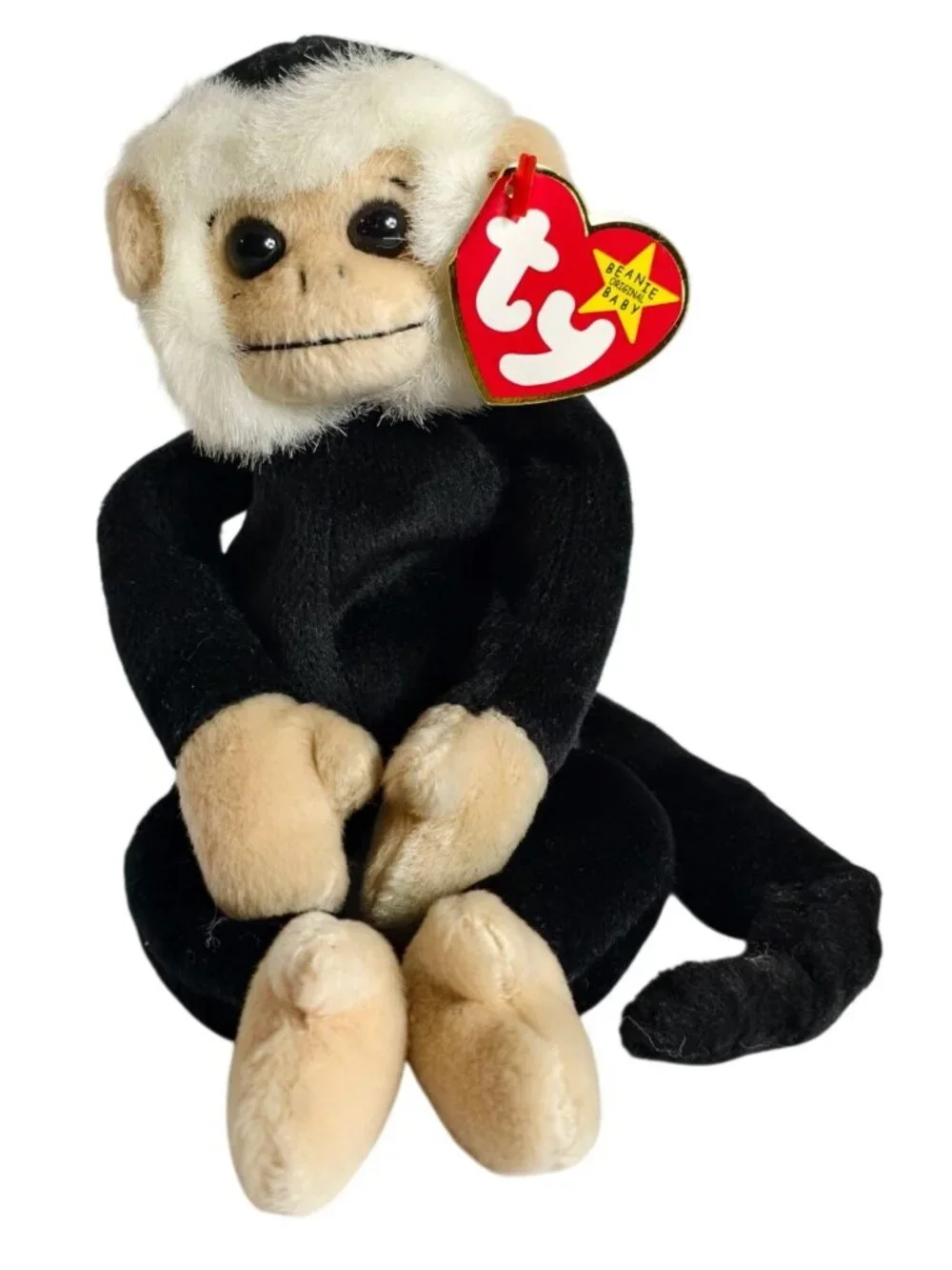 Ty Beanie Babies Mooch Monkey Plush MWMT 1998 Black Tan Retired DOB Aug 1 Collec